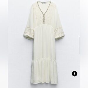 Zara embroidered maxi dress size S